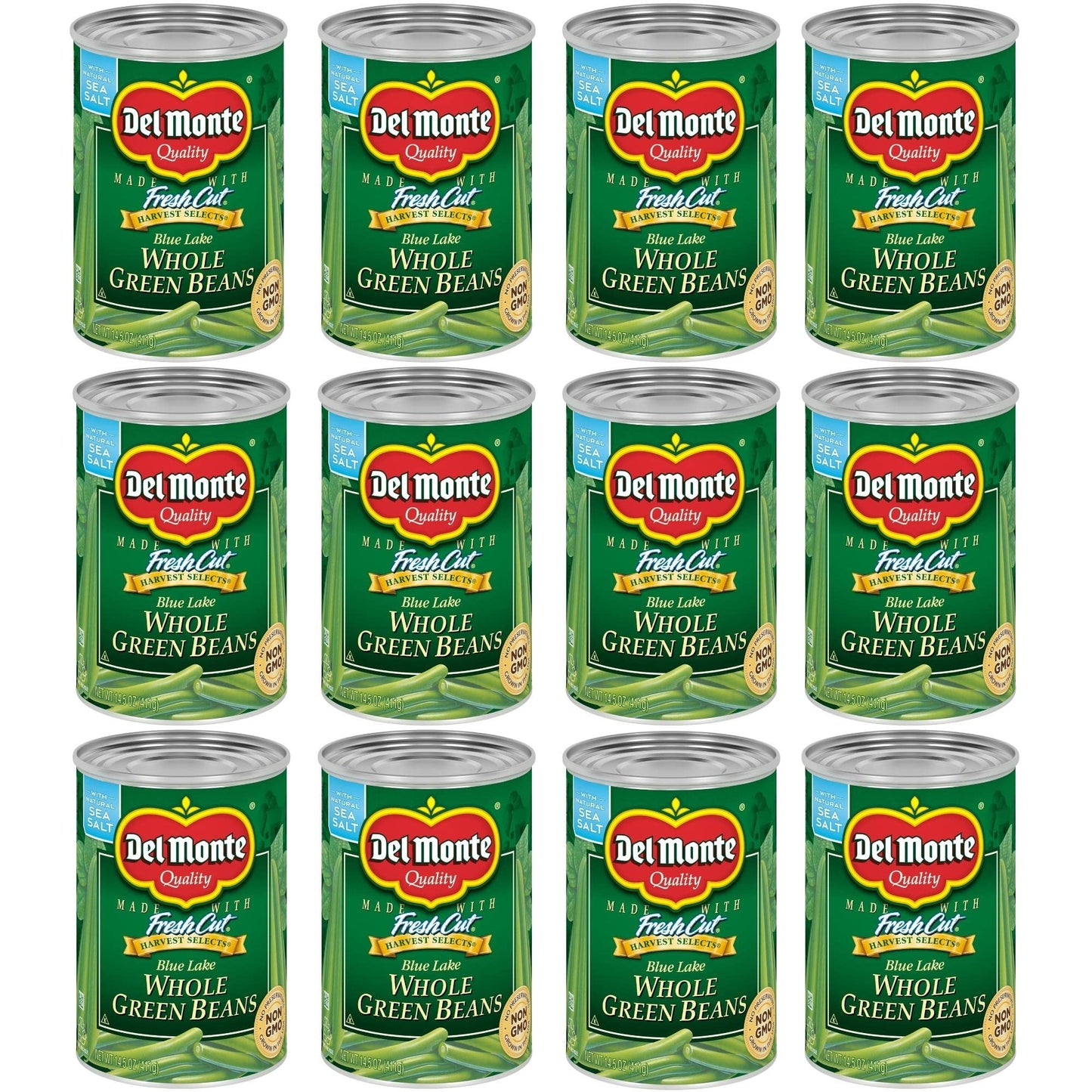 Del Monte Canned Whole Green Beans, 14.5 Ounce (Pack Of 12)
