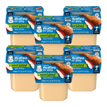 Gerber Mealtime For Baby 2Nd Foods Powerblend Baby Food Tubs, Apple Chicken, Unsweetened With No Added Colors Or Flavors, 2-4 Oz