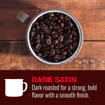 Hills Bros Dark Satin Whole Bean Coffee, Dark Roast - Arabica Coffee Beans - Full-Bodied Dark Blend Coffee With Bold Flavor, Int