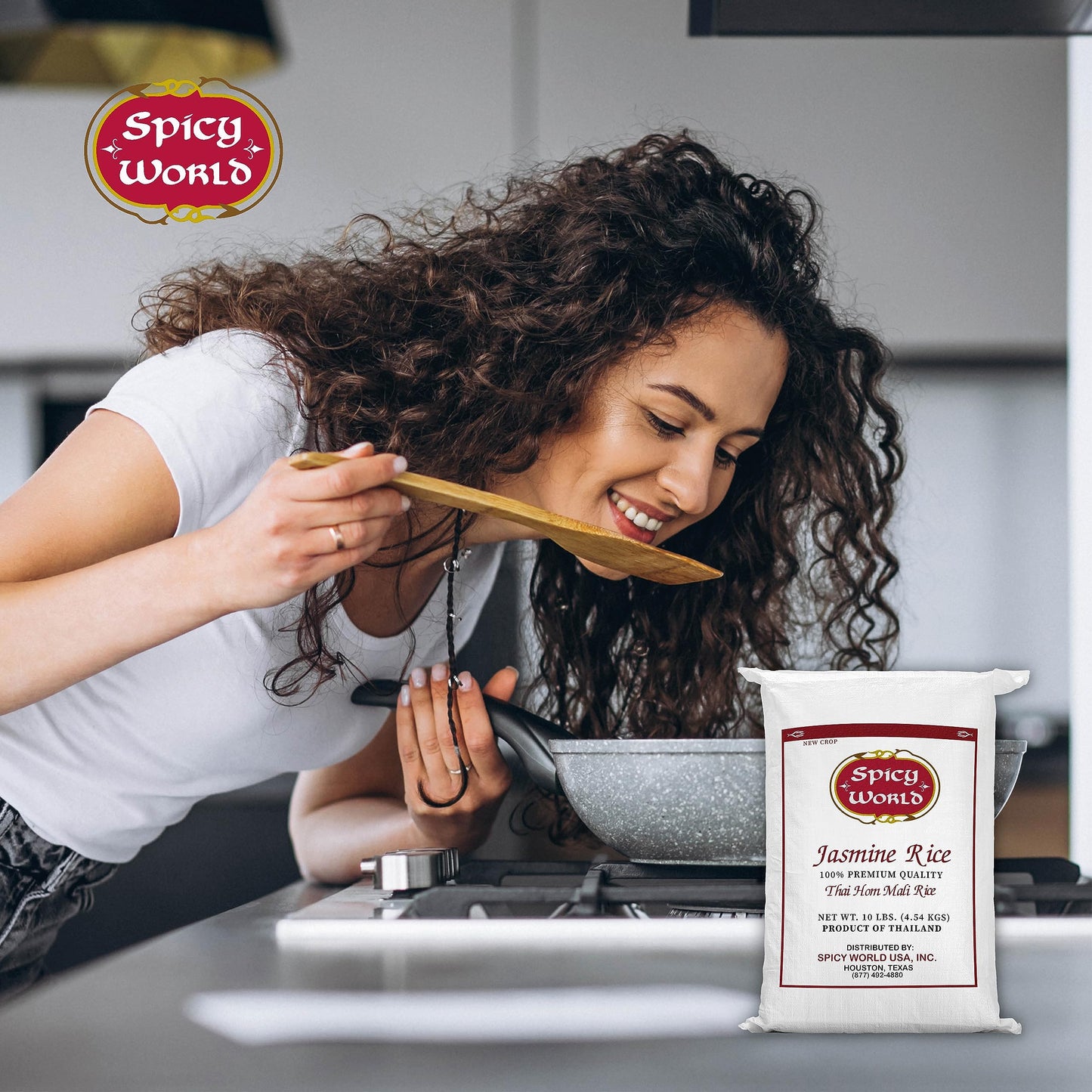 Spicy World Jasmine Rice 10 Pound Bag - Thai Hom Mali Premium Variety ~ By Spicy World