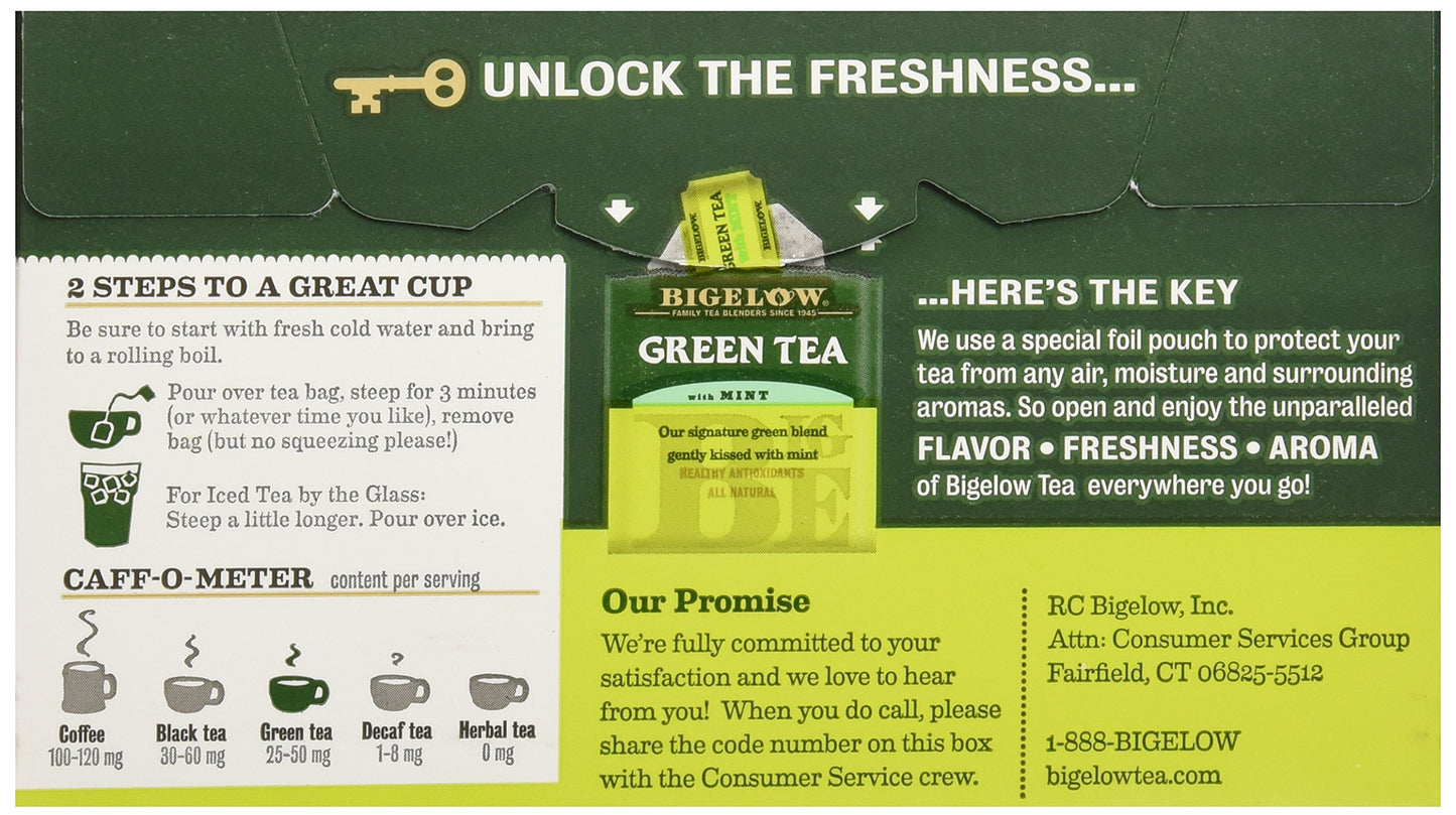 Bigelow Tea Green Tea With Mint, 20 Ct