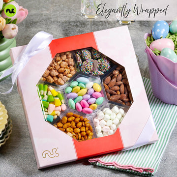 Nut Cravings Fathers Day Gourmet Dad Treats - Candies & Mixed Nuts Gift Basket In Red & Gold Box (7 Assortments, 1 Lb) Food Arra