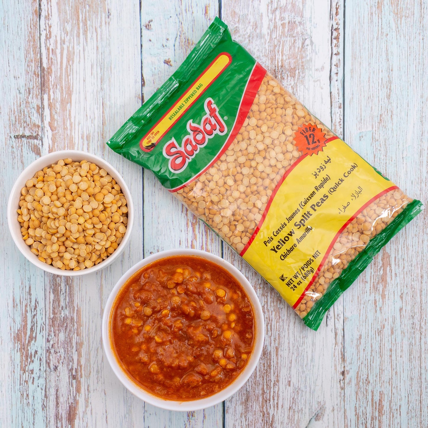 Sadaf Yellow Split Peas -24 Oz. Quick Cook - Dried Yellow Split Peas - Natural, Vegan, Kosher