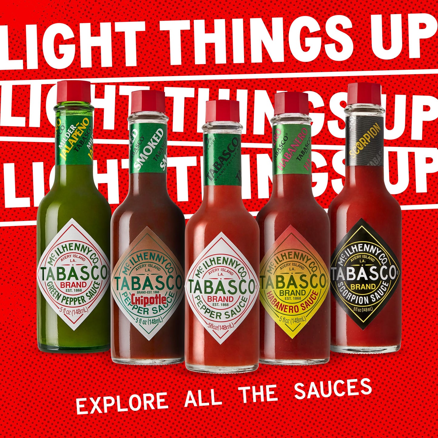 TABASCO Brand Hot Sauce Variety Pack, Gift Set Includes Five Different 5 Fl Oz Tabasco Hot Sauce Flavors, Perfect for Eggs, Pizz