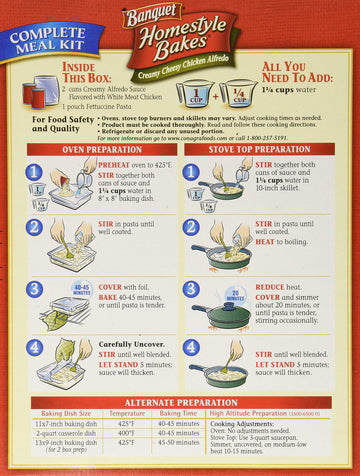 Banquet Home Style Bakes Creamy Cheesy Chicken Alfredo, 6 Count (Pack Of 6)