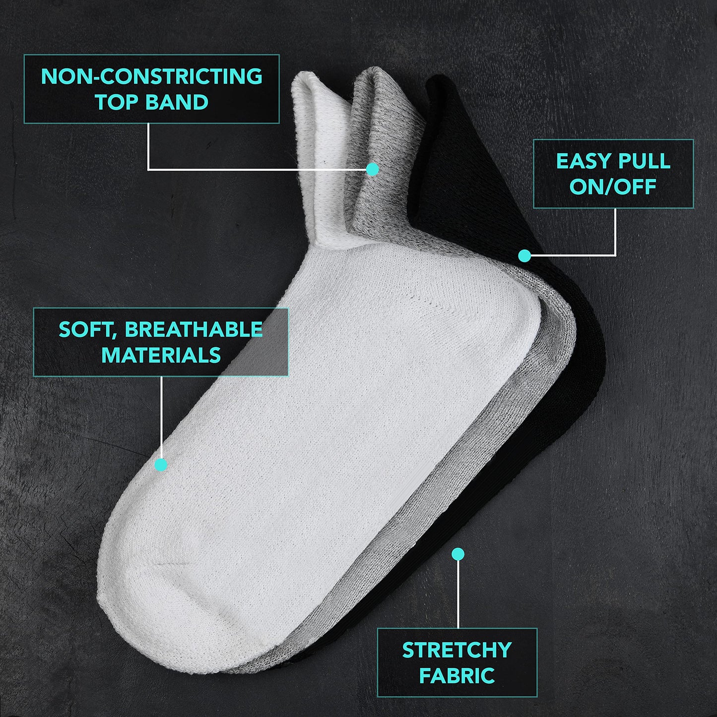 Debra Weitzner Diabetic Ankle Socks Mens Womens Non-Binding Socks Loose Fit Beige 6 Pairs