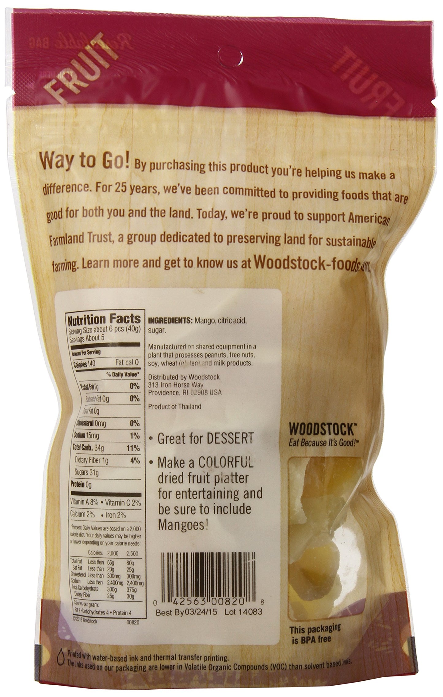 Woodstock All-Natural Mango Slices Low Sugar 7.5 Ounce
