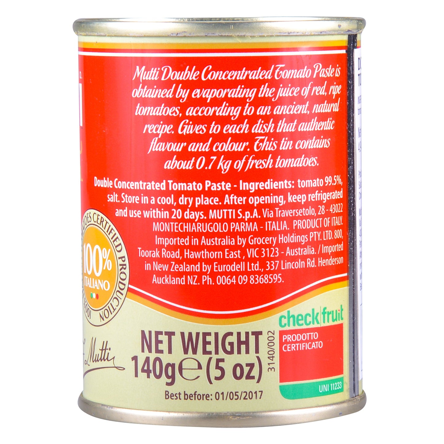 Mutti Double Concentrated Tomato Paste (Doppio Concentrato), 4.94 oz. Can | 1 Pack | Italys #1 Brand of Tomatoes | Canned Tomato