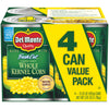 Del Monte Fresh Cut Golden Sweet Whole Kernel Corn Canned Vegetables, 4-Pack, 15.25 Oz Cans