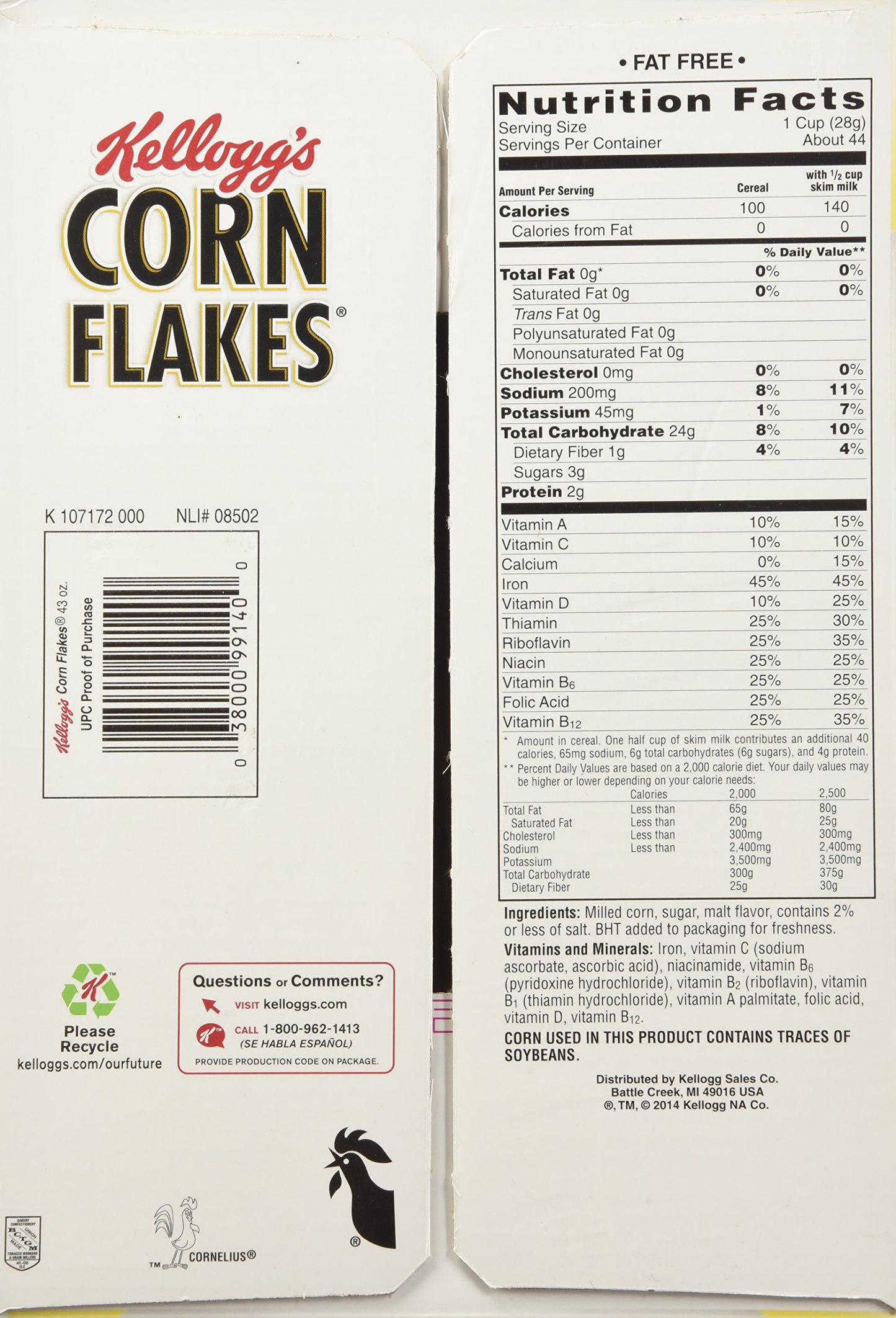 Kelloggs Corn Flakes, 43 Ounce