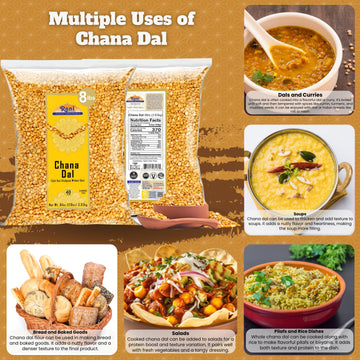 Rani Chana Dal (Split Desi Chickpeas Without Skin) 128Oz (8Lbs) 3.63Kg Bulk ~ All Natural | Gluten Friendly | Non-Gmo | Kosher | Vegan | Indian Origin