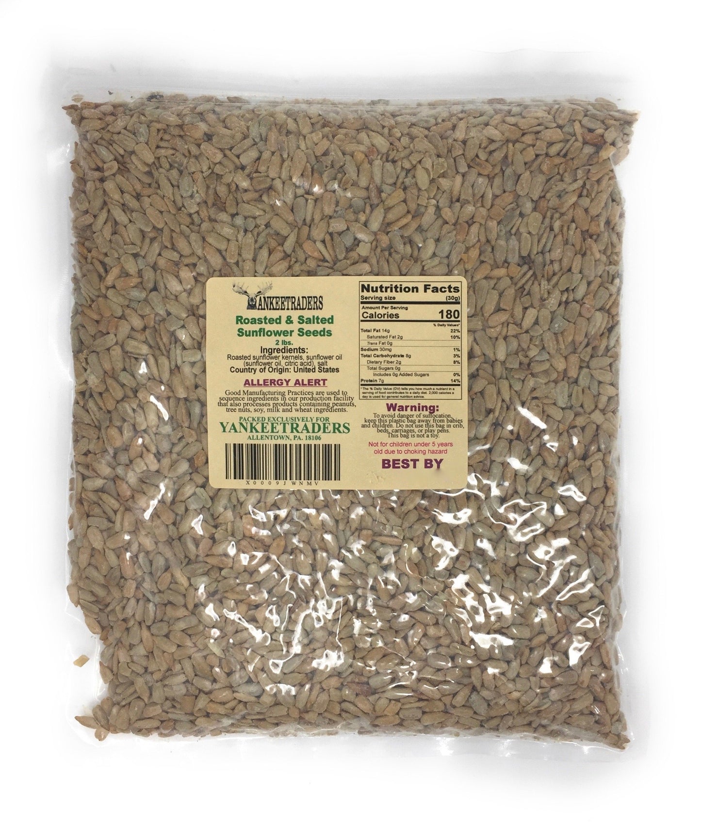 Yankee Traders Brand Sunflower Seeds, Salted And Roasted, 2 Pound