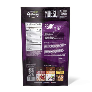 AIPEAZY Gluten Free Muesli - Paleo Breakfast Mix with Organic Raisins, Tigernut, Coconut & Banana - 10.1oz Pack