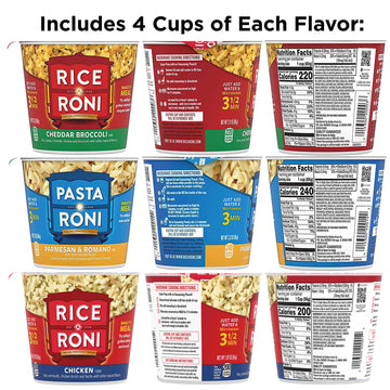 Rice A Roni Cups Individual Cup, 3-Flavor Variety Pack, 2.25 Oz (Pack Of 12