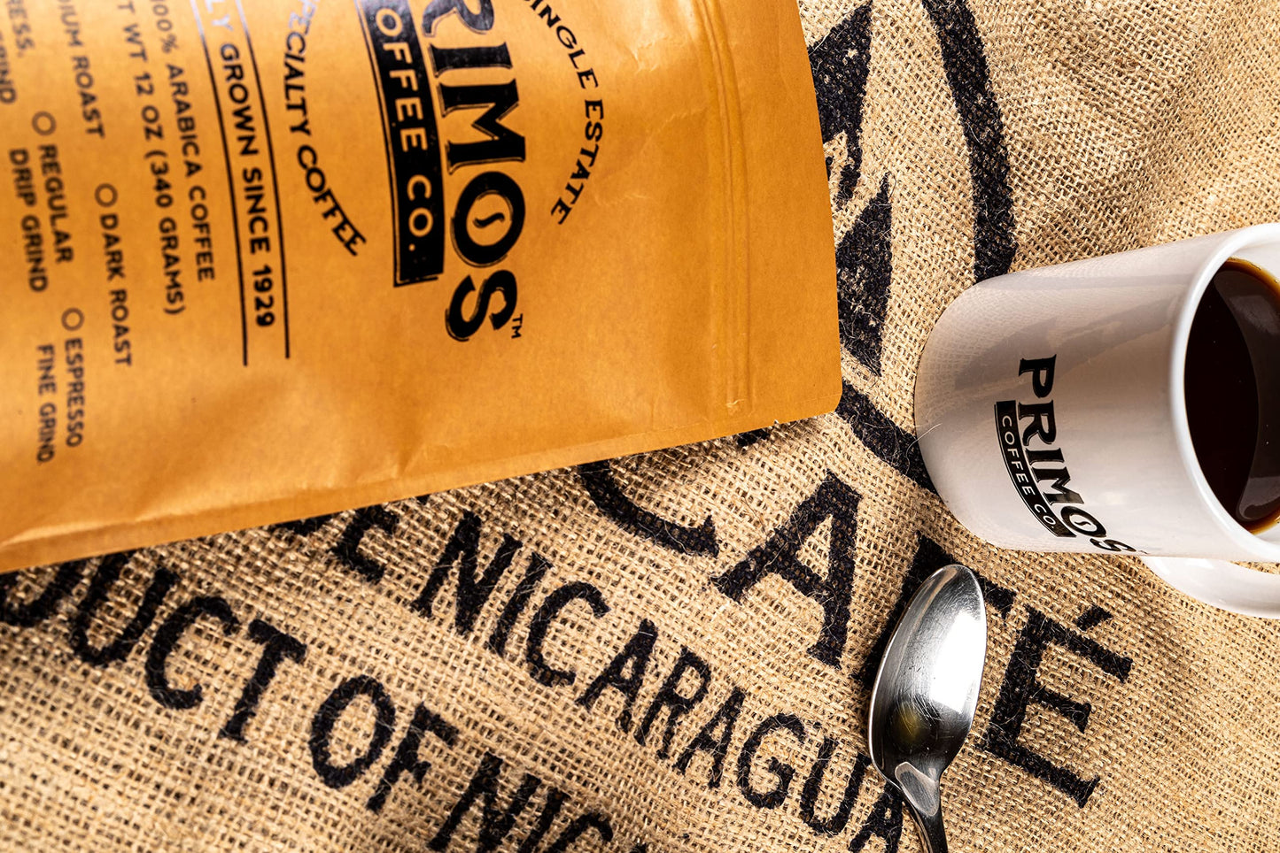 French Press Specialty Coffee, Coarse Ground, Primos Coffee Co (Dark Roast, 2 Bags)