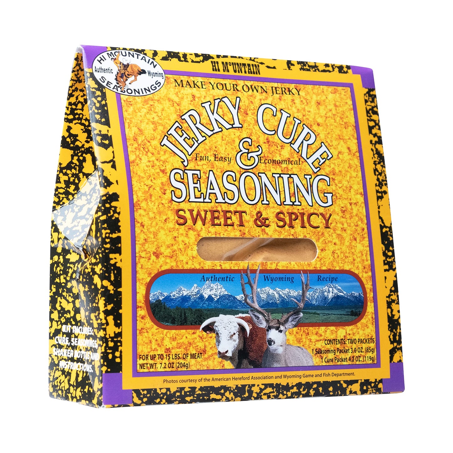 Hi Mountain Jerky Seasoning And Cure Kit | Sweet & Spicy Blend | Create Savory Homemade Beef Jerky | Great For Beef, Deer, Elk, & Venison | Mix Will Season Up To 15Lbs. Of Meat (1 Box)