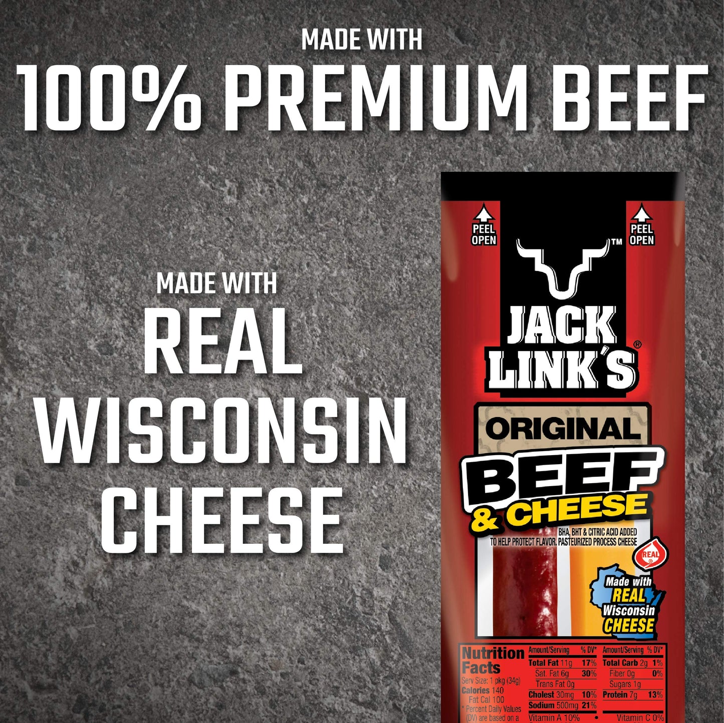 Jack Links Original Beef & Cheese Combo Pack, 1.2 Oz., Pack Of 48 - Original 100% Beef Stick And Cheese Stick Made With Real Wis