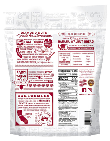 Diamond Of California Shelled Walnut Halves And Pieces, Pre-Shelled Raw Walnuts For Baking, Snacking And Salads, 6 Lbs. Total / 32 Oz. Each (3 Pack)