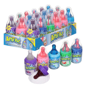 Baby Bottle Pop Party 18 Count Variety Pack Individually Wrapped Lollipops W/ Powdered Sugar Dip In Assorted Fun Fruity Flavors - Bulk Candy For Party Favors, Birthdays, & Goodie Bags For Kids