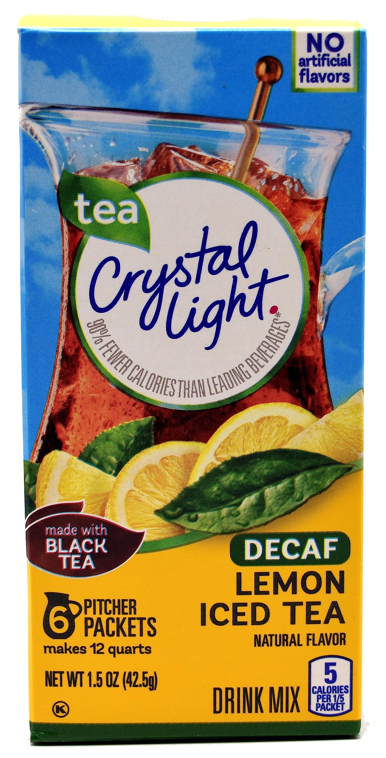 Crystal Light Lemon Decaf Iced Tea Natural Flavor Drink Mix, 12-Quart Canister (Pack Of 6)