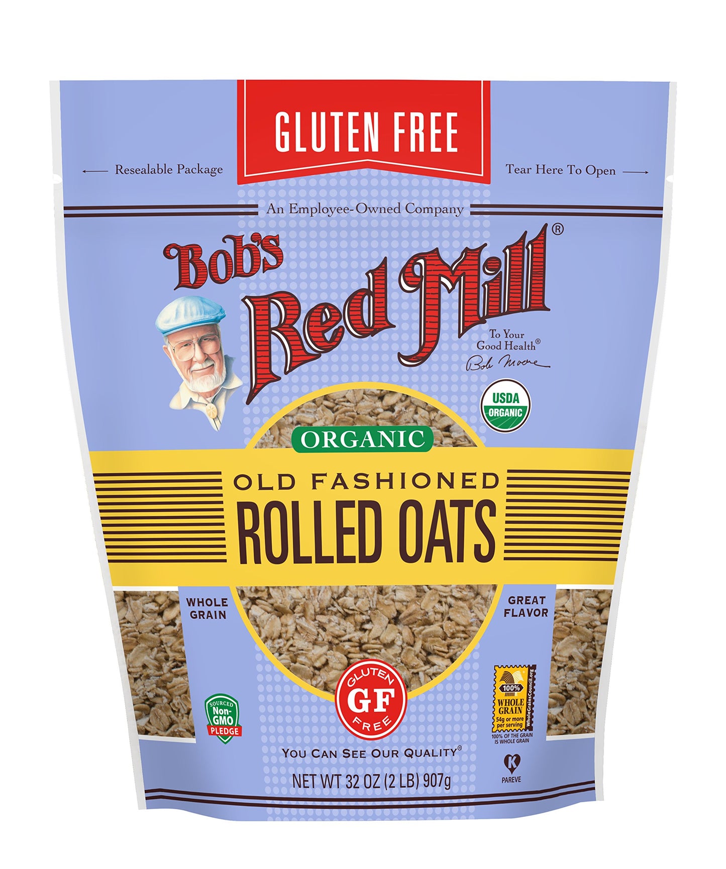 Bob'S Red Mill Gluten Free Organic Old Fashioned Rolled Oats, 2 Pound (Pack Of 4)