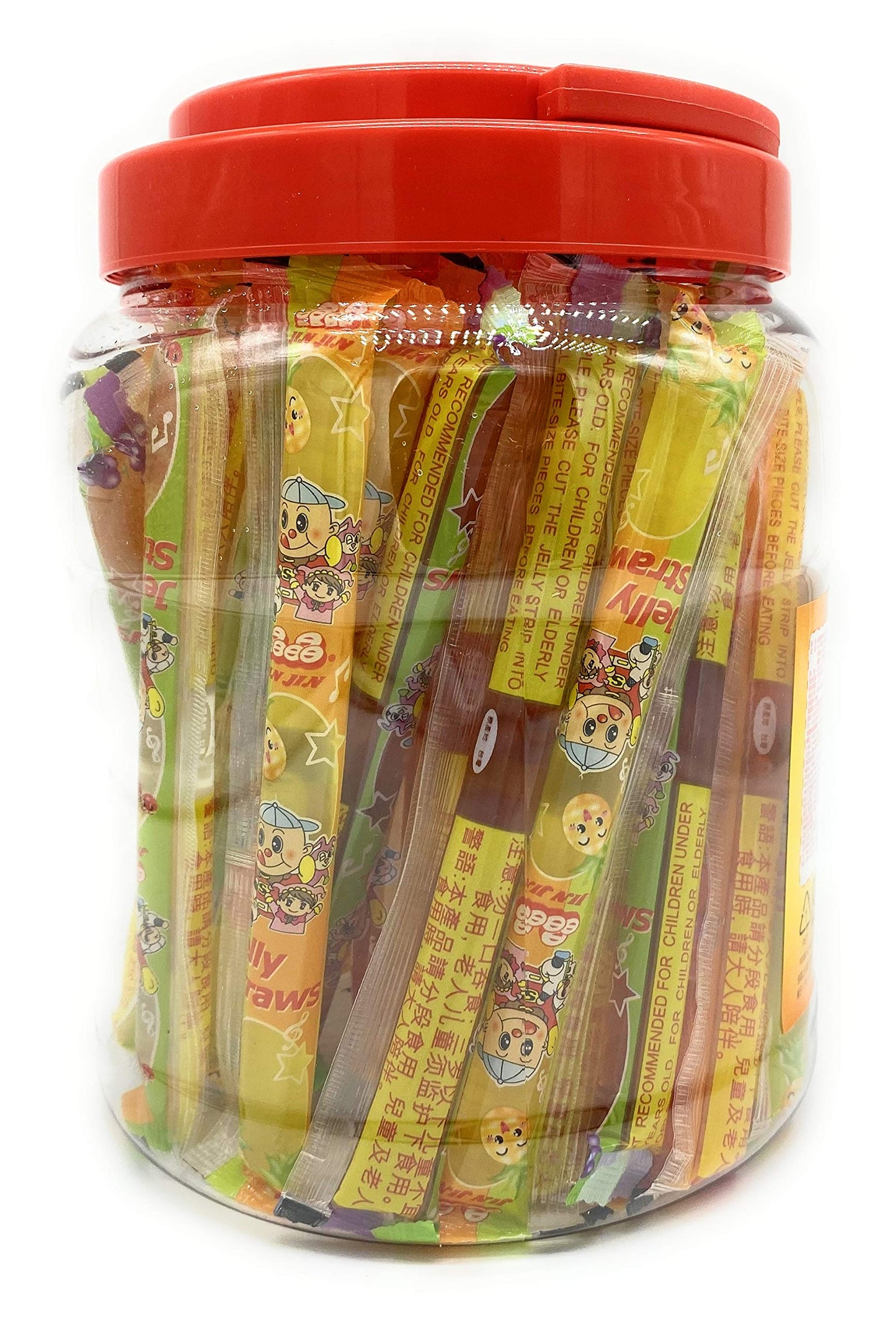 Jin Jin Fruit Jelly Filled Strip Straws Candy - 2.2 lb Variety Pack - Many Delicious Flavors