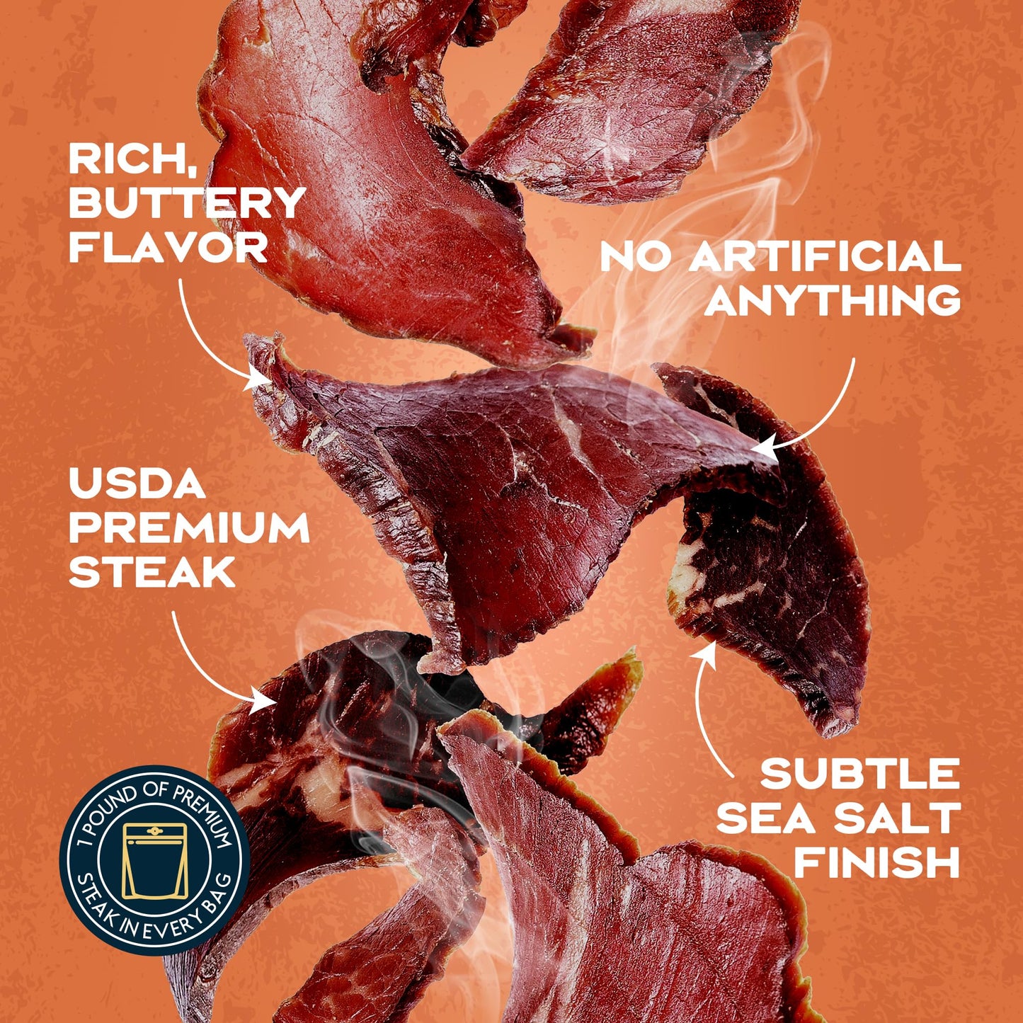 WILD SOCIETY Ribeye & Primal Steak Crisps - Grass Fed Beef Jerky - Sugar Free, Keto, Paleo - 5 oz