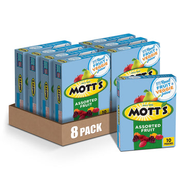 Motts Fruit Flavored Snacks, Assorted Fruit, Gluten Free Snack, 10 Ct, 8 oz (Pack of 8)