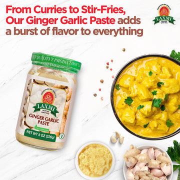 Laxmi Ginger Garlic Paste, 8 Oz | Ginger And Garlic Paste In A Jar | Garlic And Ginger Paste For Cooking | A Pure Fresh Staple