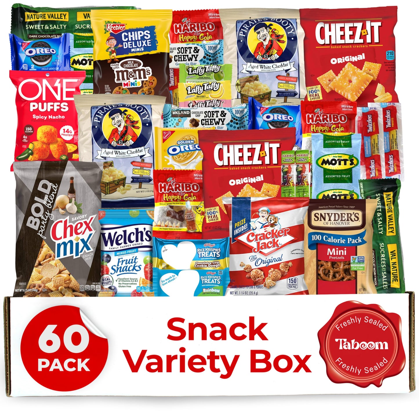 Variety Snack Box For Adults - 60 Count Care Package For Kids, College Students, And Office - Assorted Chips And Treats In A Beautiful Gift Box