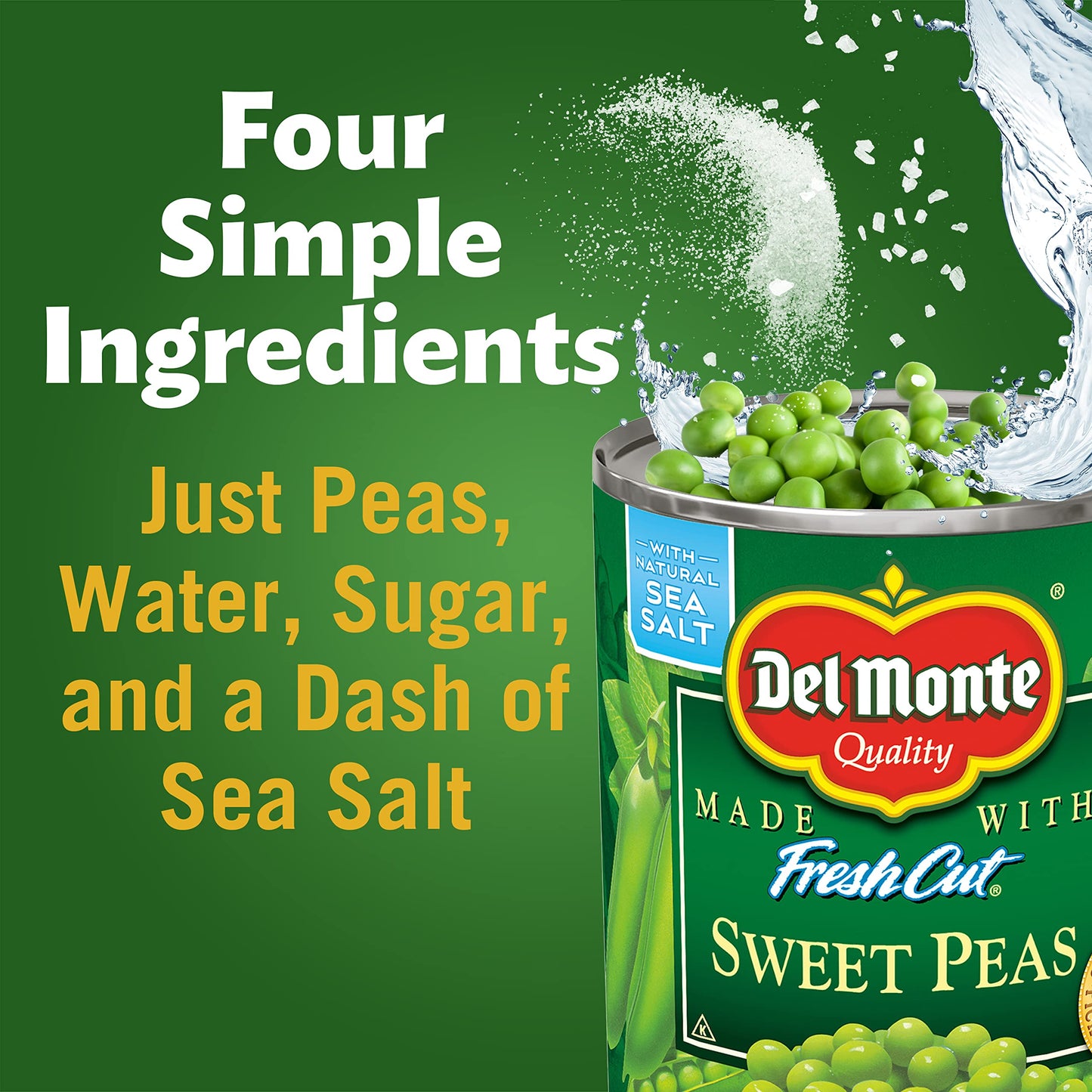 Del Monte FRESH CUT Sweet Peas, Canned Vegetables, 12 Pack, 8.5 oz Can