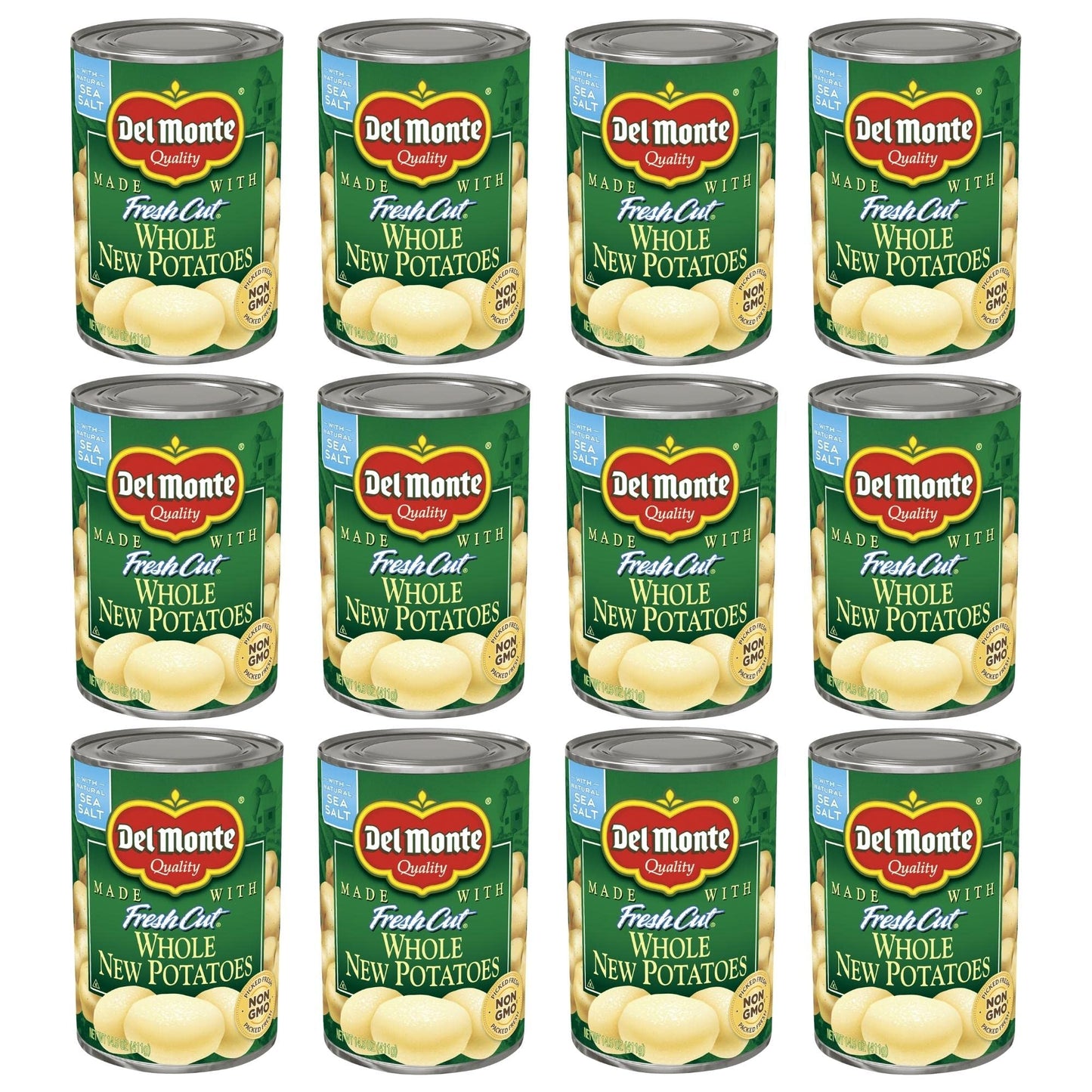 Del Monte Fresh Cut Whole New Canned Potatoes, Canned Vegetables, 12 Pack, 14.5 Oz Can