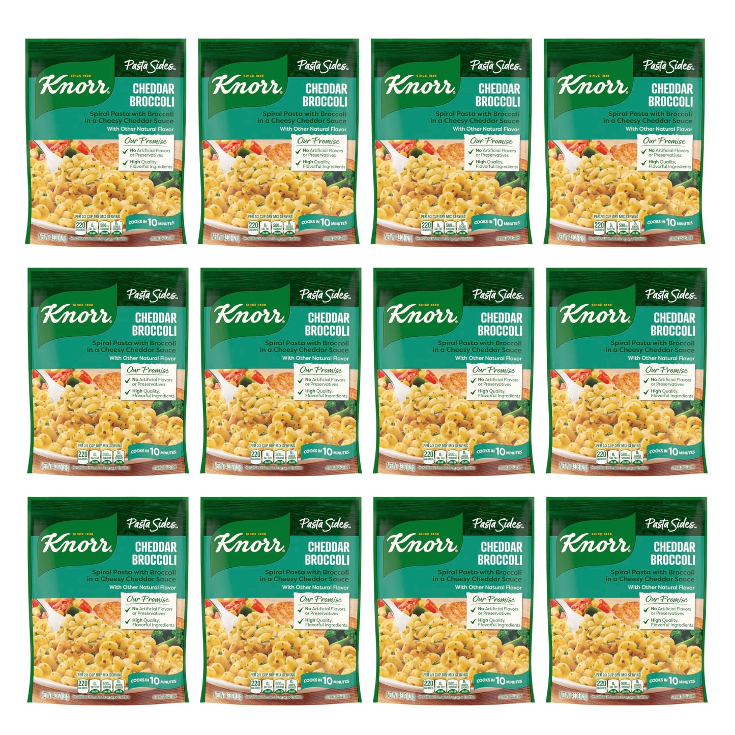 Knorr Pasta Sides 12 count Cheddar Broccoli for delicious rich meal starter pasta side or one skillet meal 7 minute preparation easy pasta dishes 4.3 oz