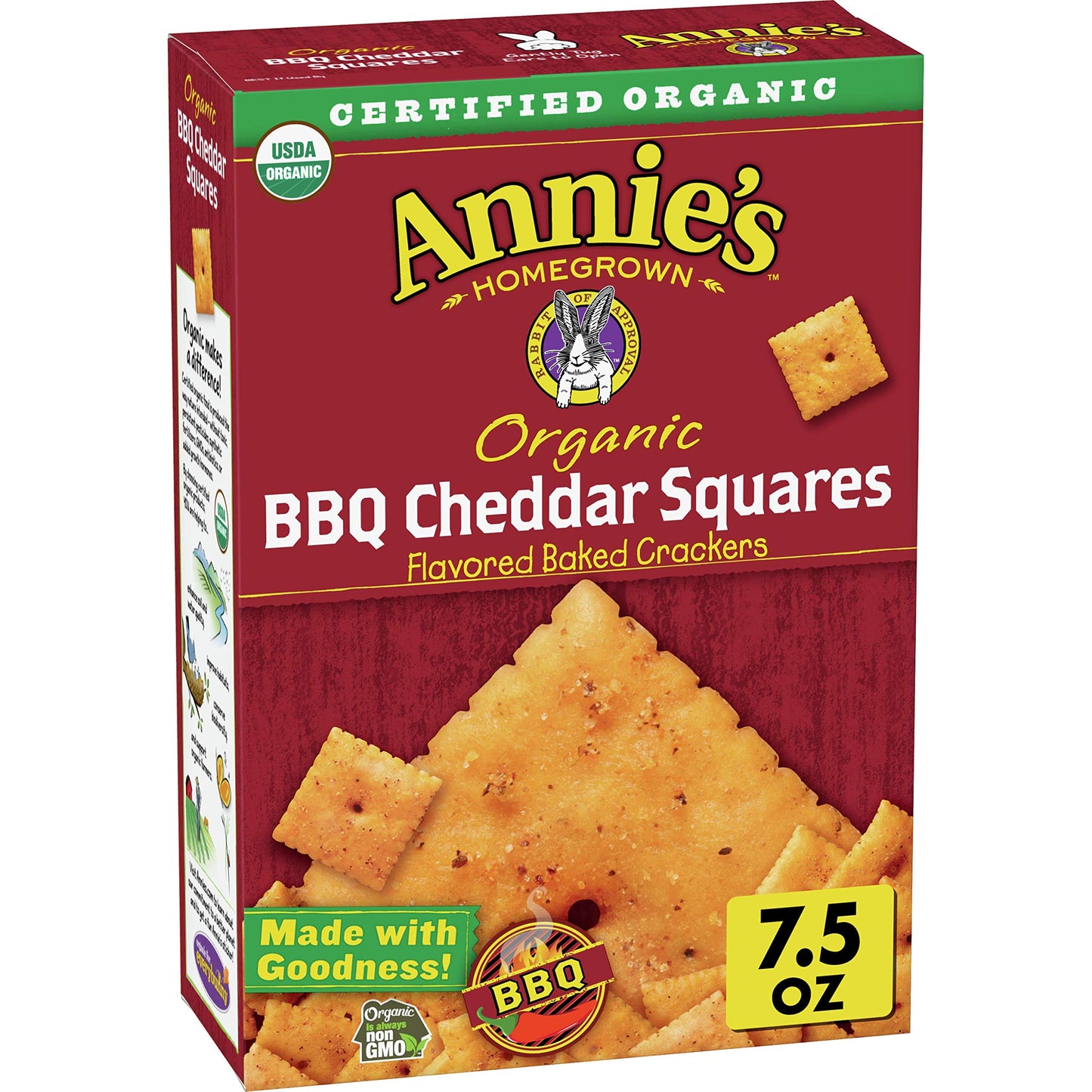 Annies Organic Bbq Cheddar Squares Flavoured Snack Crackers 7.5 Oz
