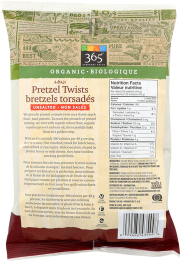 365 by Whole Foods Market, Organic Unsalted Mini Pretzel Twists, 8 Ounce