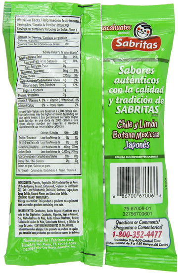Sabritas Salt And Lime Peanuts, 7-Ounce (Pack Of 6)
