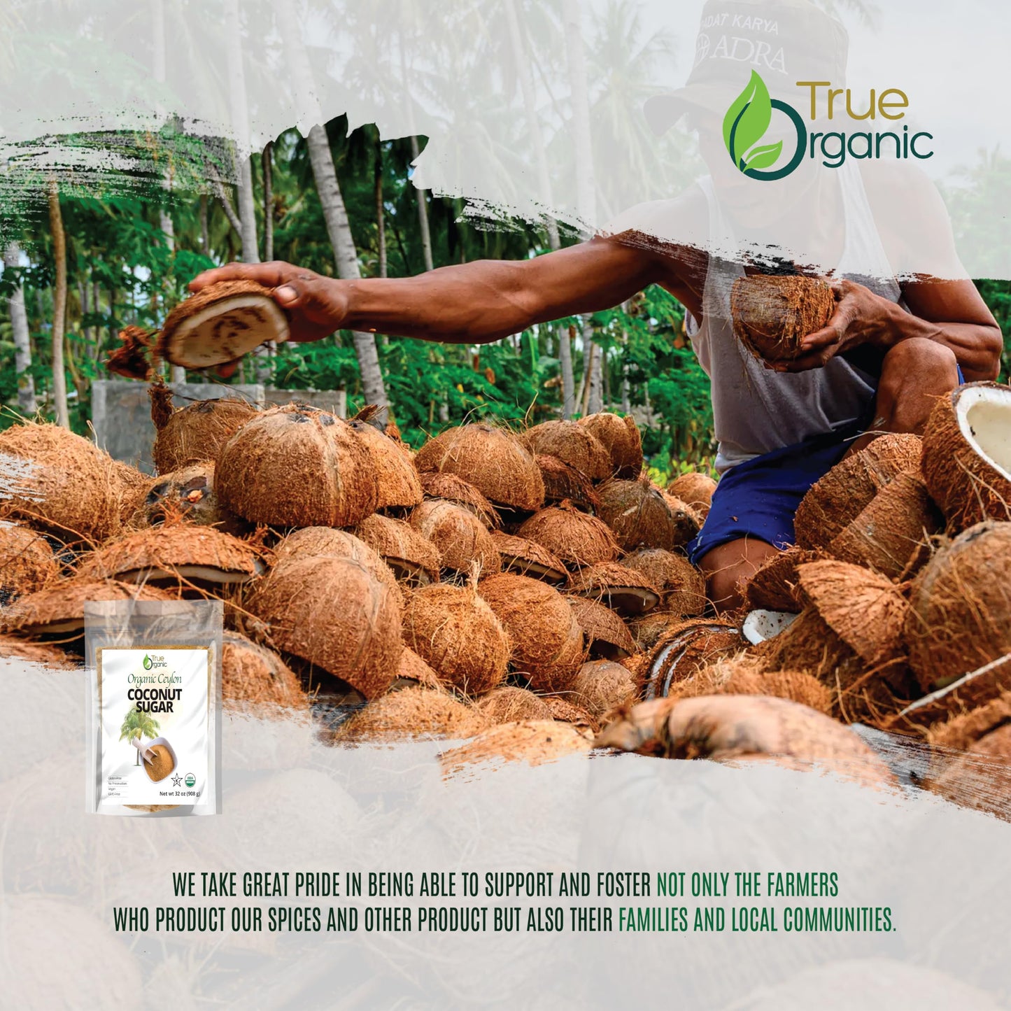True Organic Coconut Sugar - Certified Organic, USDA & Kosher, 32 Ounce