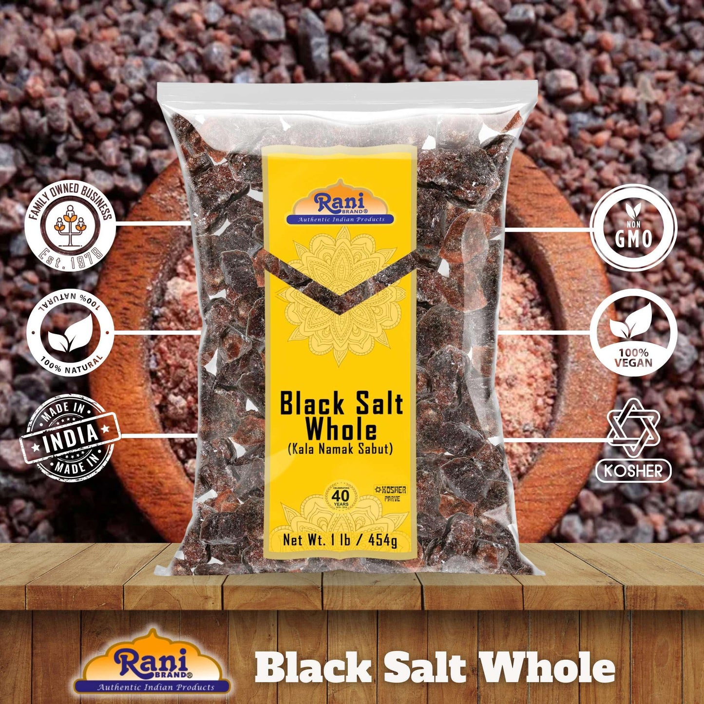 Rani Black Salt Raw Whole (Kala Namak) Mineral 16Oz (1Lb) 454G ~ Unrefined, Pure And Natural | Vegan | Gluten Friendly | Non-Gmo | Indian Origin | Perfect For Tofu Scramble