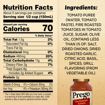 Prego Fire Roasted Tomato Pasta Sauce, 23.5 Oz Jar
