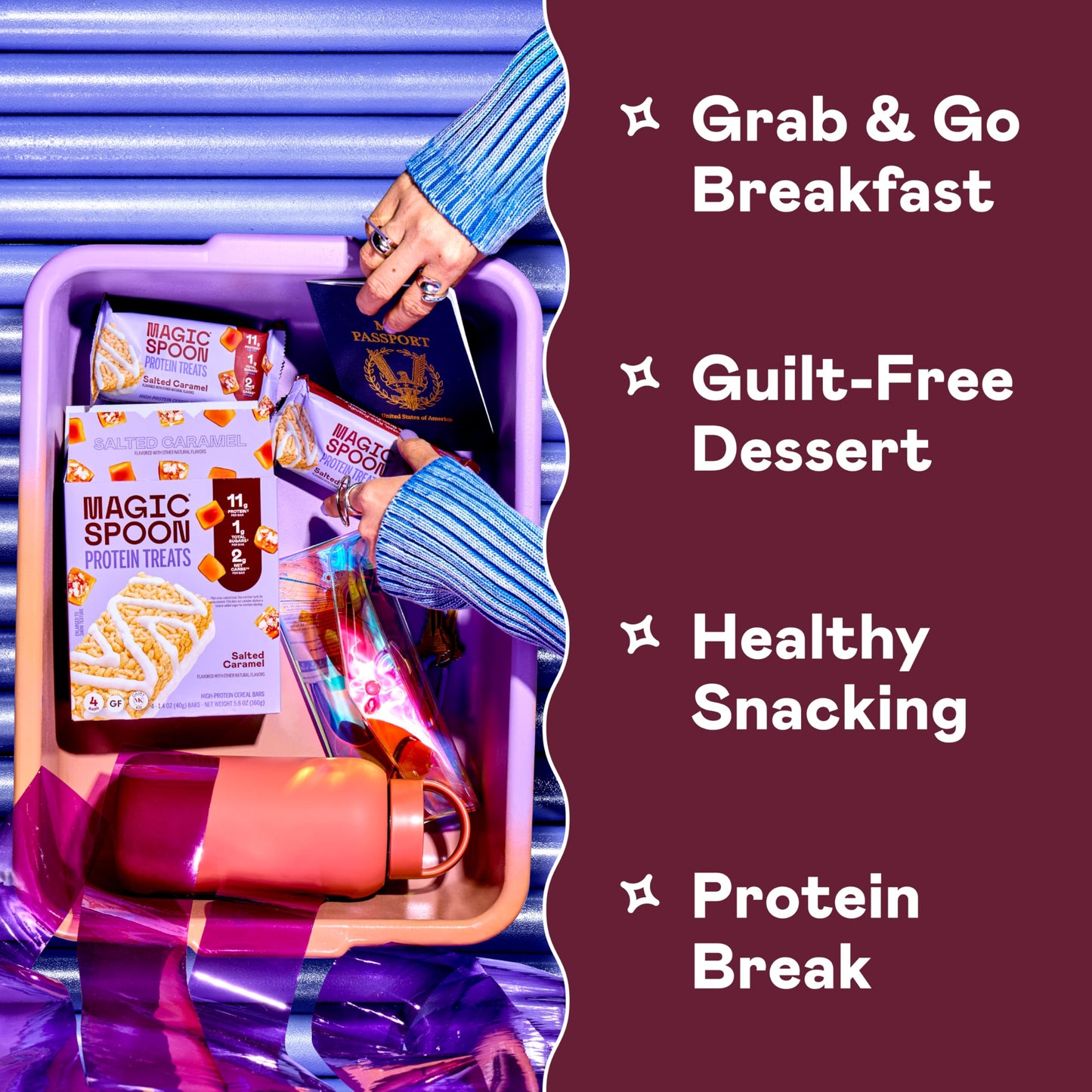 Magic Spoon Protein Bar Cereal - High Protein, Low Carb, Keto Friendly, Gluten Free, Salted Caramel, 16 Bars (Pack of 4)