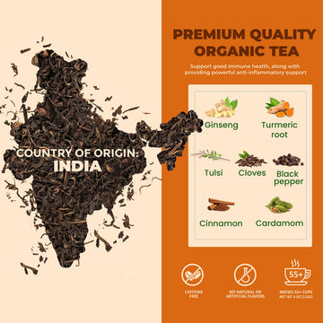Gardenika Organic Tulsi Turmeric Ginger Loose Leaf Tea - Herbal, Caffeine-Free, Kosher - 4oz