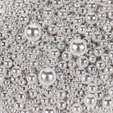 Pearls For Cake Decorating, Silver Pearl Sprinkles, Silver Metallic Sprinkles For Cake Decoration, Perfect For Cupcakes, Macaron