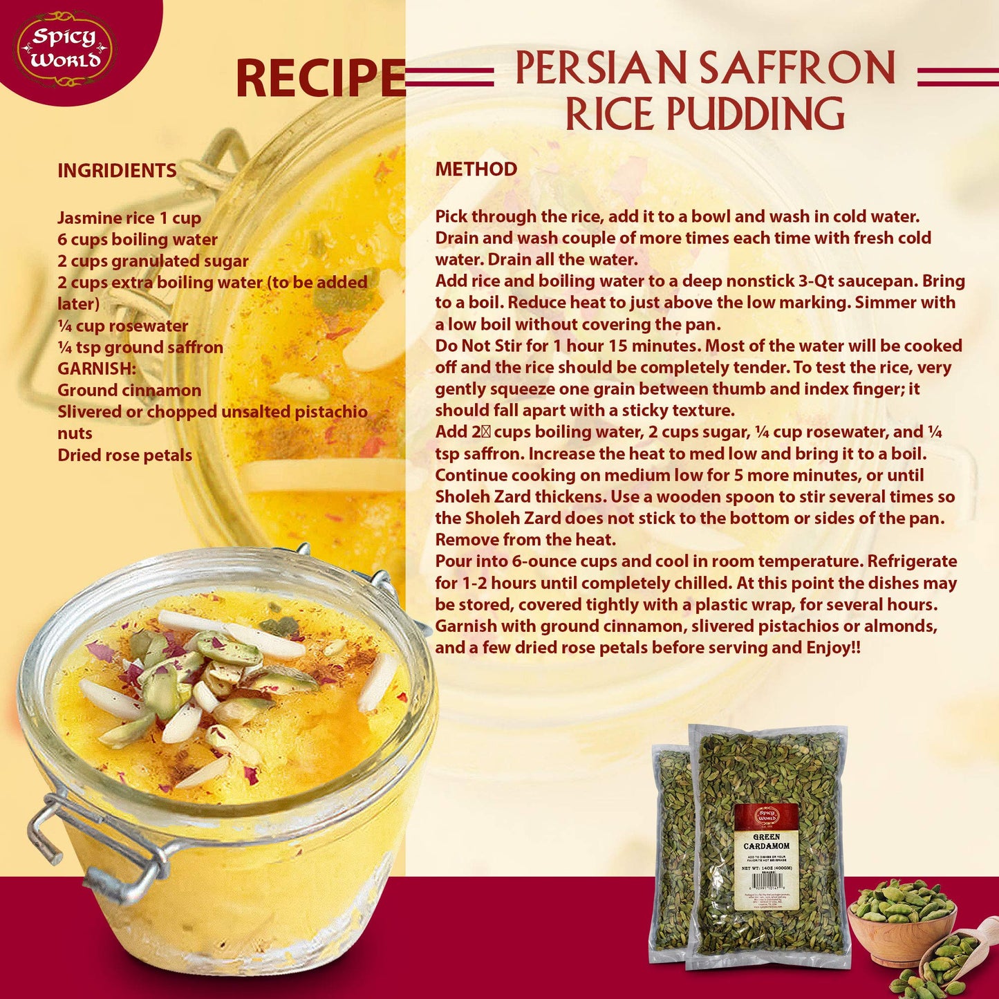 Spicy World Whole Green Cardamom Pods 14Oz X Large (400G) - Natural Spice, Vegan, Large, Aromatic - By Spicy World