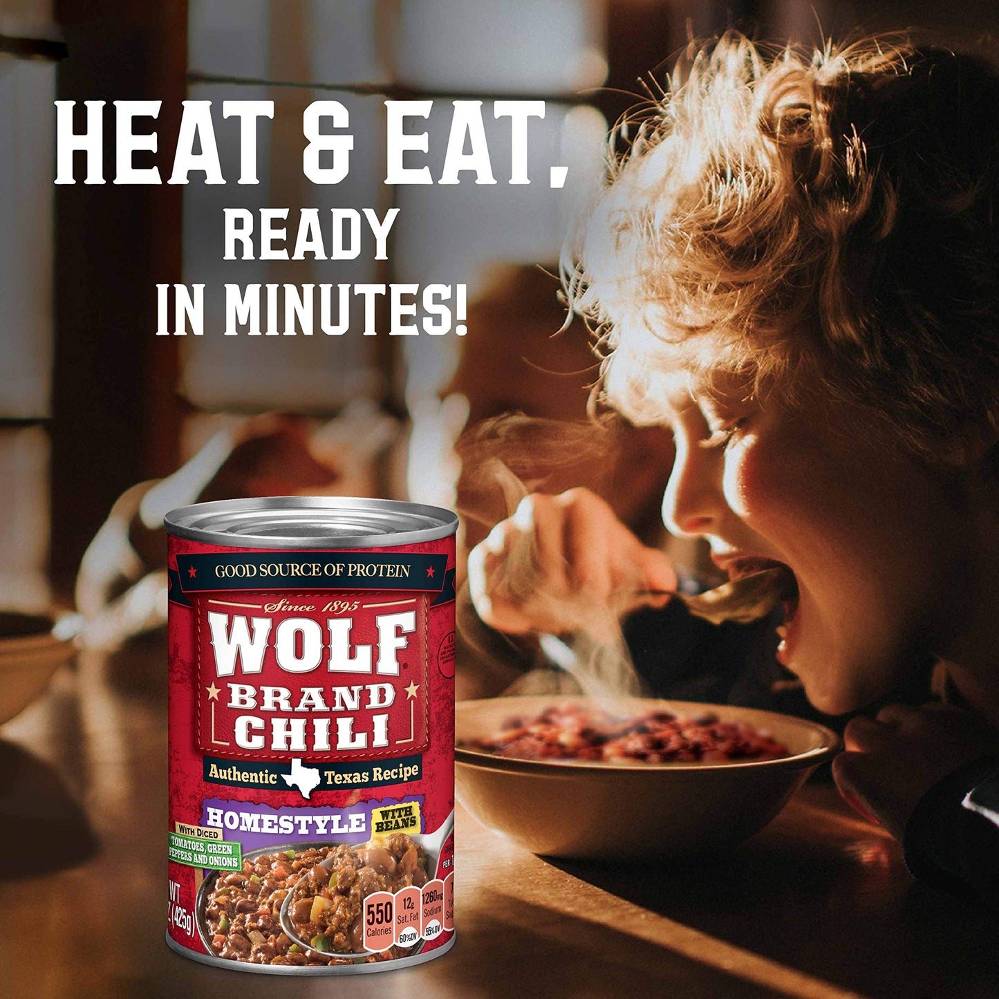 Wolf Brand Homestyle Chili With Beans, 15 Oz. (Pack Of 12)