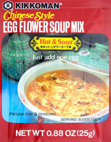 Kikkoman Egg Flower Soup Mix Hot and Sour, 0.88 oz (Pack of 12)