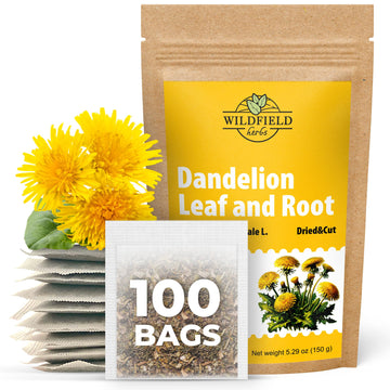 100 Bags Dandelion Leaf And Root Tea Dandelion Tea Herbal (Taraxacum) - 100 Count 1.5G Tea Bags Dried Dandelion Root Tea Herbhoj