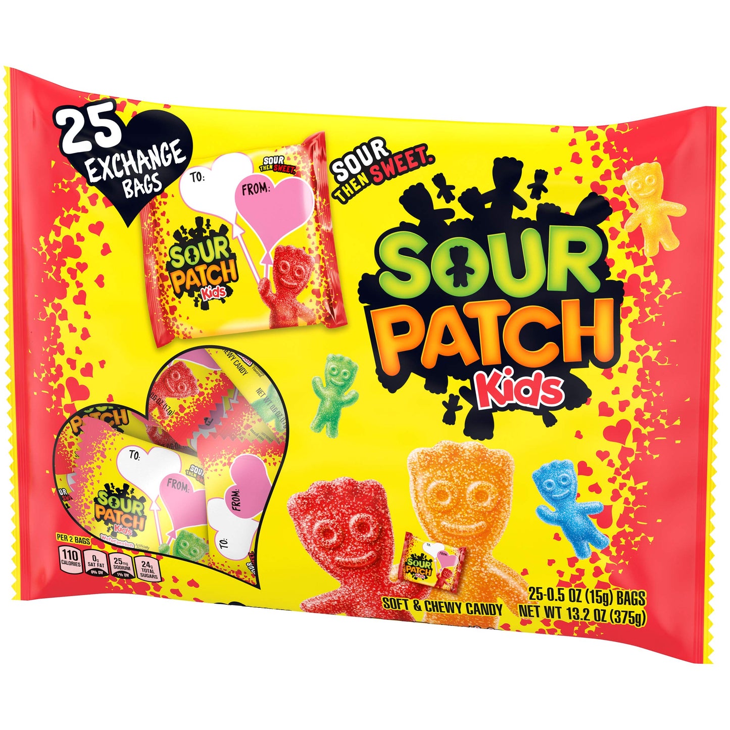 Sour Patch Kids Candy, Original Flavor, Valentines Day Edition, 25 Treat Size Packs