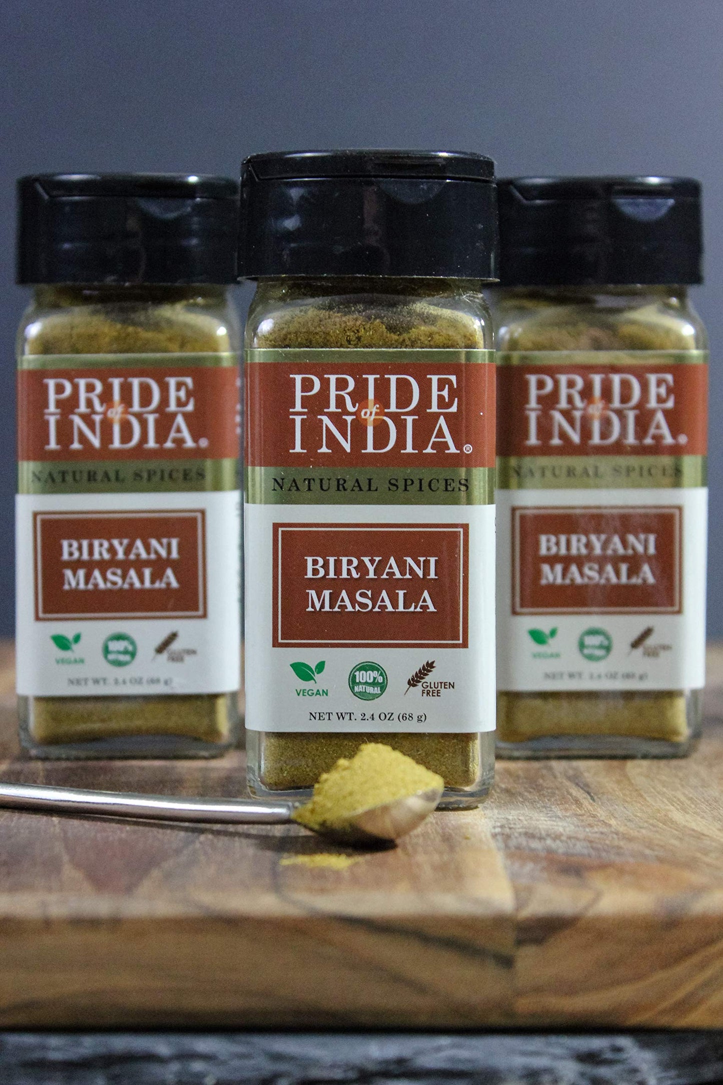 Pride Of India - Indian Biryani Masala Seasoning Spice - 2.40 Oz. Small Dual Sifter Bottle - Gourmet Spice Blend - Ideal For Lay