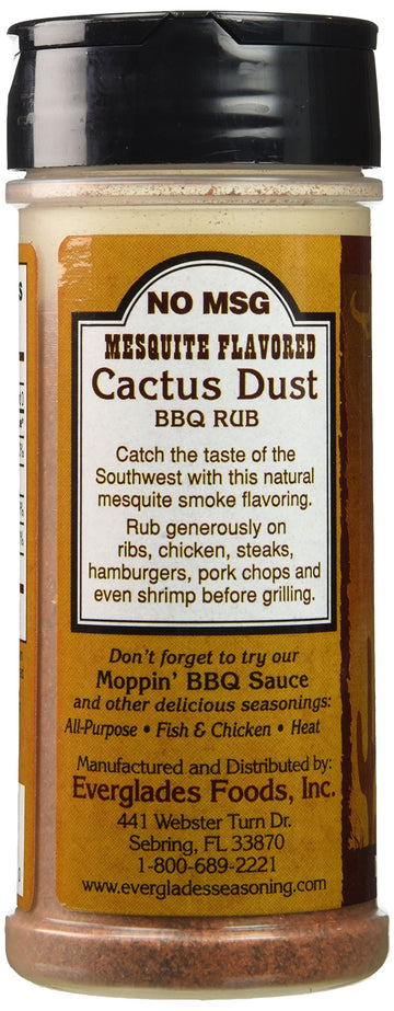 Everglades Cactus Dust BBQ Rub - Mesquite Flavor, 6 oz Seasoning for Ribs, Steaks, Chicken, Pork & Seafood - Perfect for Grilling & Smoking