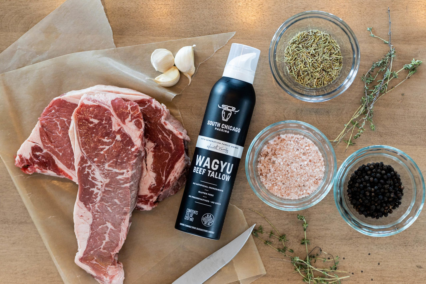 South Chicago Packing Wagyu Beef Tallow Spray Umami-Rich Flavorful Perfect for Sauteing Stir-frying and Grilling Nonstick Cooking Oil 7 Fl Oz